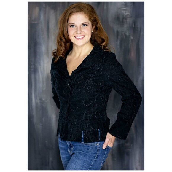 An Ren New York Black Embroidered Jacket M - Picture 2 of 5